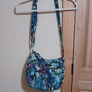 Floral Quilted Crossbody Bag in Blue